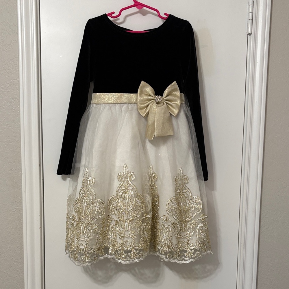 Rare Editions Black Dress with Gold Accents